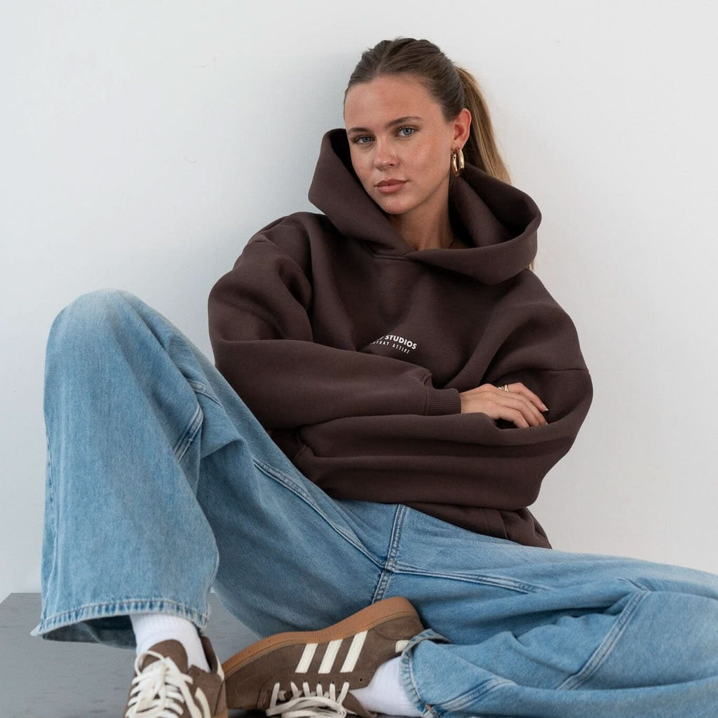 Minimalist Oversize Hoodie - Brown