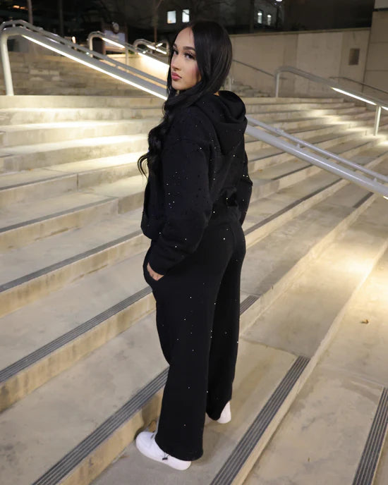 RHINESTONE TRACKSUIT - Black