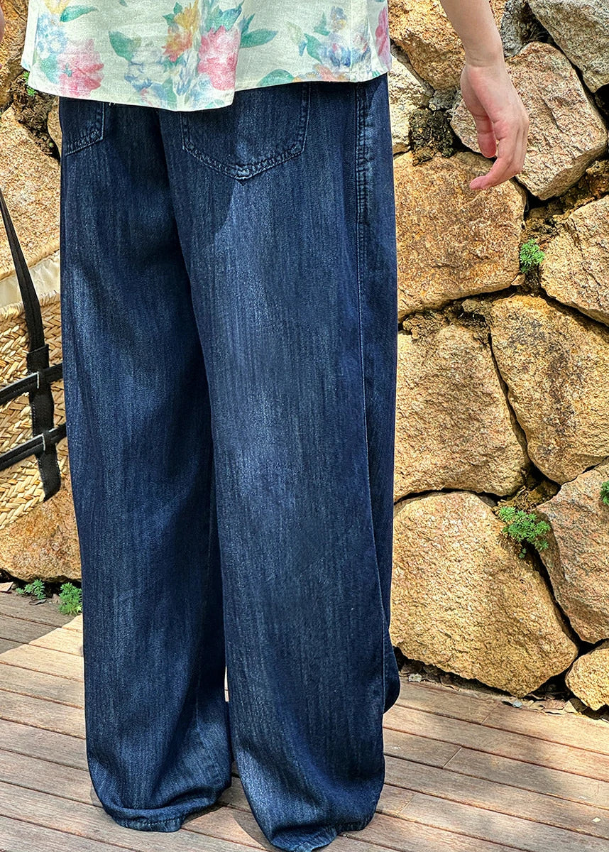 Denim Straight-Leg Pants