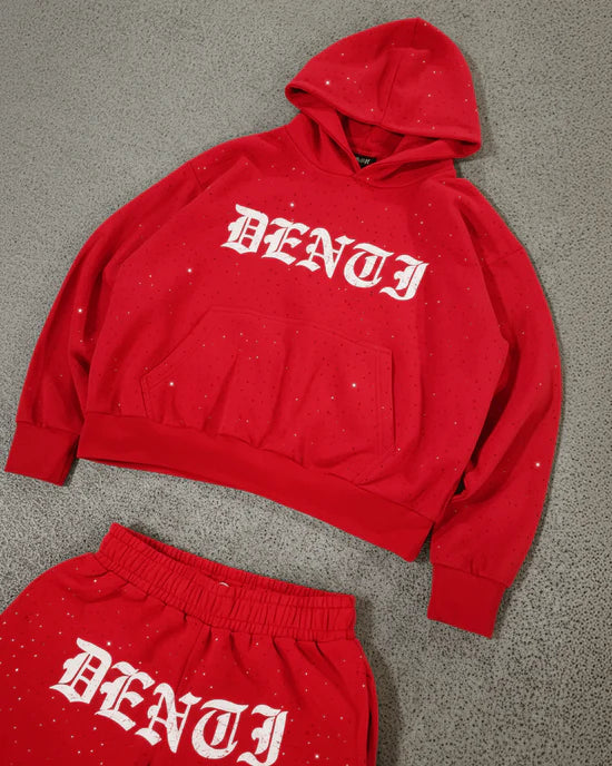 RHINESTONE TRACKSUIT - Red