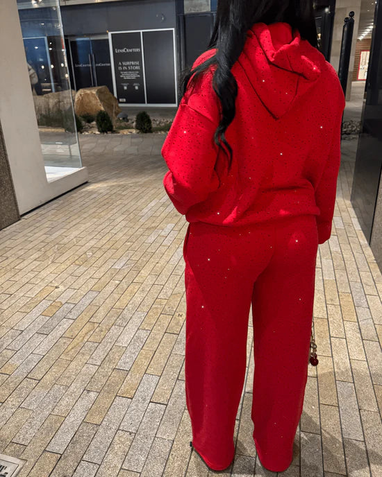 RHINESTONE TRACKSUIT - Red