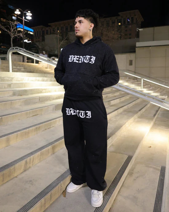 RHINESTONE TRACKSUIT - Black
