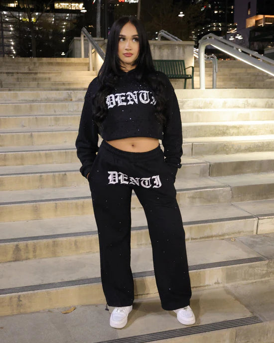RHINESTONE TRACKSUIT - Black
